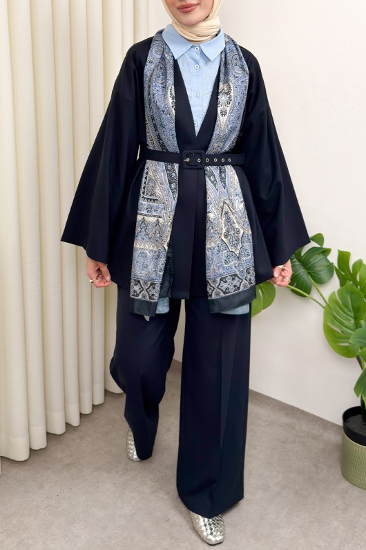 Kemerli Kimono Takım 0047 - LACİVERT