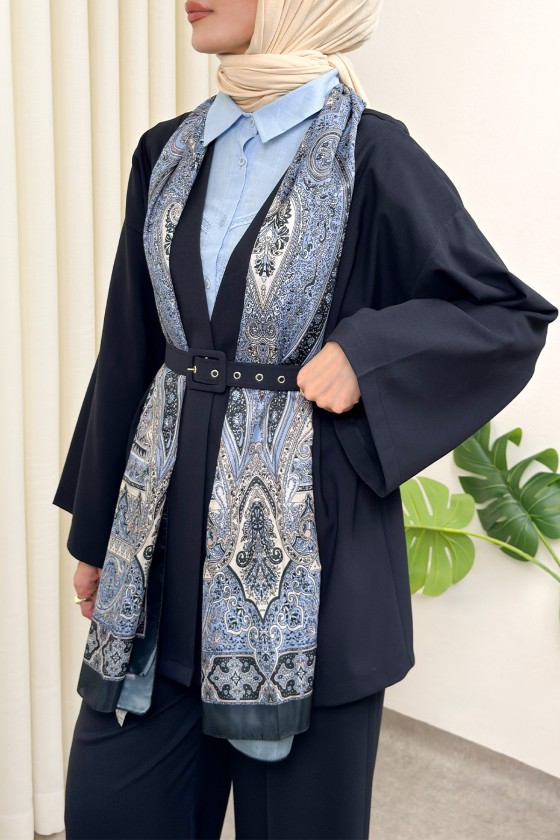 Kemerli Kimono Takım 0047 - LACİVERT