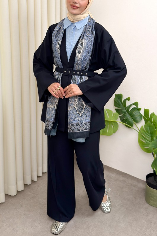 Kemerli Kimono Takım 0047 - LACİVERT