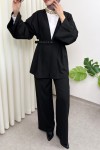 Kemerli Kimono Takım 0047 - SİYAH