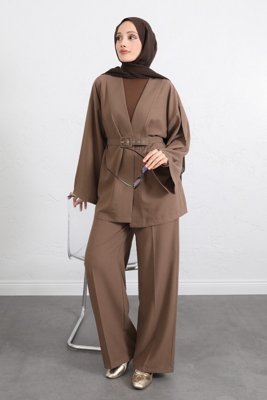 Kemerli Kimono Takım 0047 - VİZON