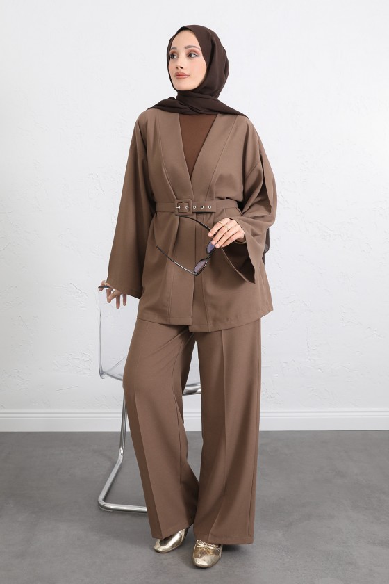 Kemerli Kimono Takım 0047 - VİZON