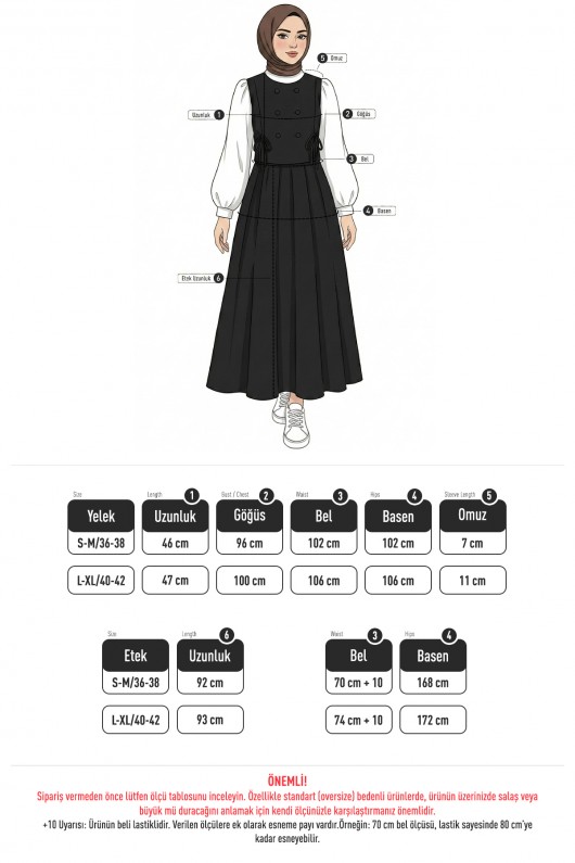 Düğme Detaylı Yelekli Takım 0049 - SİYAH