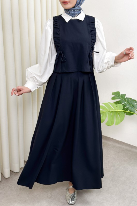 Bağcıklı Yelekli Takım 0050 - LACİVERT Bağcıklı Yelekli Takım 0050 - LACİVERT