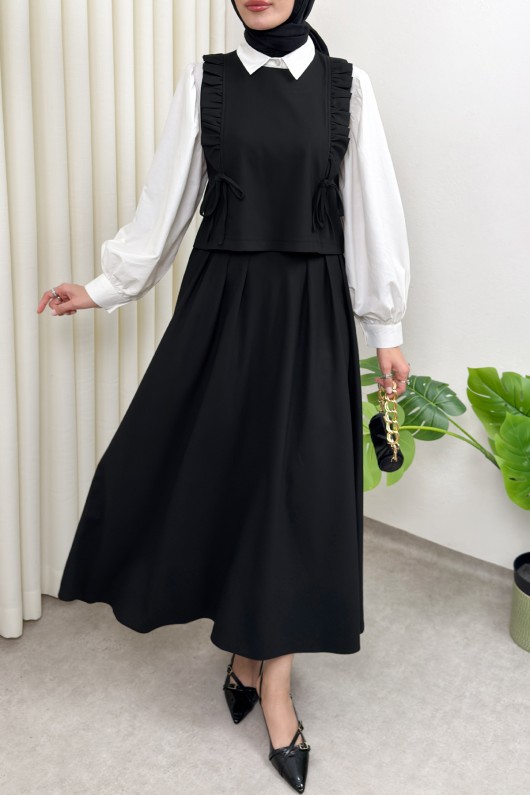 Bağcıklı Yelekli Takım 0050 - SİYAH