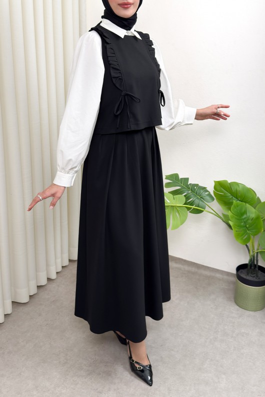 Bağcıklı Yelekli Takım 0050 - SİYAH