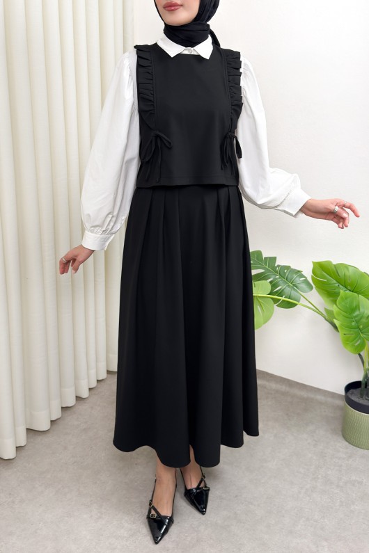 Bağcıklı Yelekli Takım 0050 - SİYAH