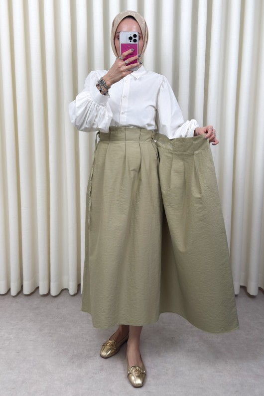 Yan Bağlamalı Ayarlanabilir Etek 0051 - AÇIK HAKİ