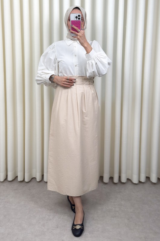 Yan Bağlamalı Ayarlanabilir Etek 0051 - BEJ