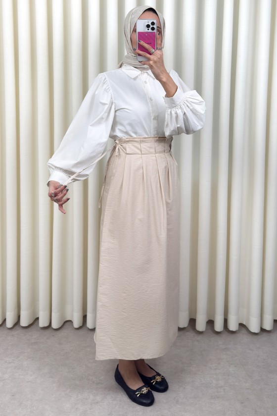 Yan Bağlamalı Ayarlanabilir Etek 0051 - BEJ