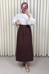 Yan Bağlamalı Ayarlanabilir Etek 0051 - KAHVERENGİ