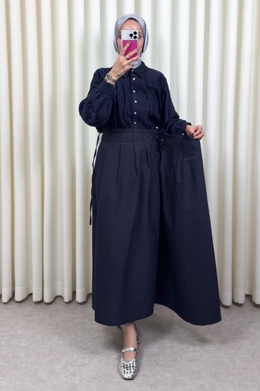 Yan Bağlamalı Ayarlanabilir Etek 0051 - LACİVERT