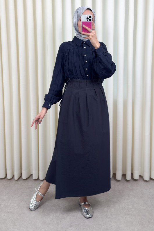 Yan Bağlamalı Ayarlanabilir Etek 0051 - LACİVERT