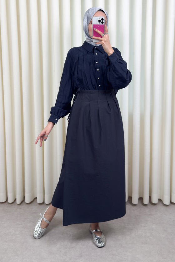 Yan Bağlamalı Ayarlanabilir Etek 0051 - LACİVERT