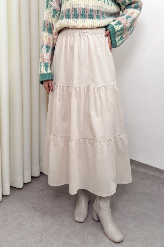 Paraşüt Kumaş Katlı Etek 0052 - BEJ Paraşüt Kumaş Katlı Etek 0052 - BEJ