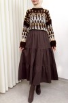 Paraşüt Kumaş Katlı Etek 0052 - KAHVERENGİ