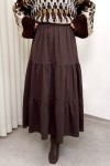 Paraşüt Kumaş Katlı Etek 0052 - KAHVERENGİ