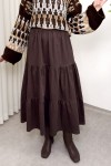Paraşüt Kumaş Katlı Etek 0052 - KAHVERENGİ