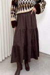 Paraşüt Kumaş Katlı Etek 0052 - KAHVERENGİ