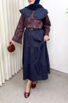 Paraşüt Kumaş Katlı Etek 0052 - LACİVERT