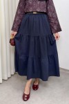 Paraşüt Kumaş Katlı Etek 0052 - LACİVERT