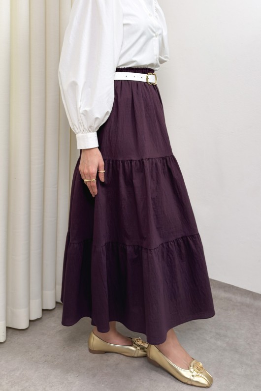 Paraşüt Kumaş Katlı Etek 0052 - MÜRDÜM