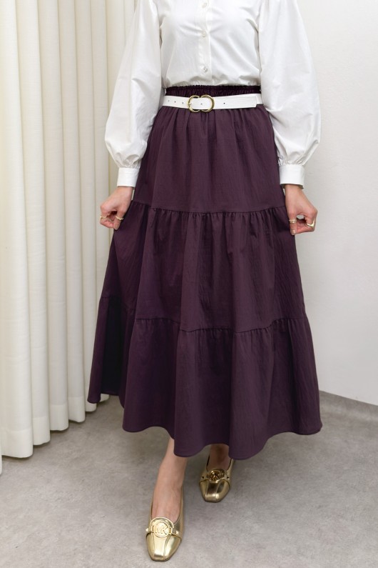 Paraşüt Kumaş Katlı Etek 0052 - MÜRDÜM