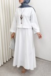 Aksesuar Detaylı Etekli Takım 0053 - BEYAZ