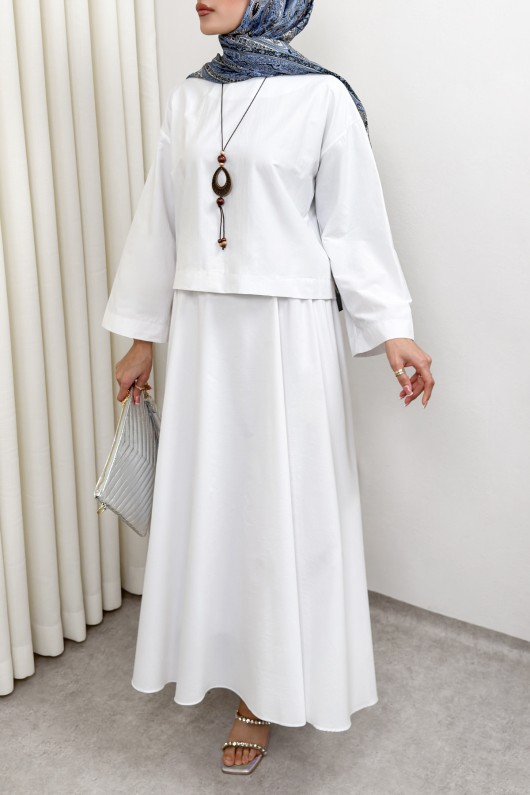 Aksesuar Detaylı Etekli Takım 0053 - BEYAZ