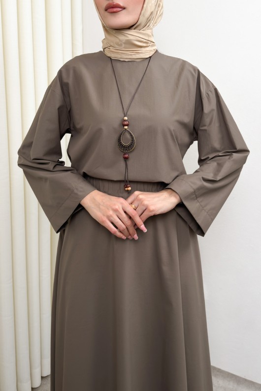 Aksesuar Detaylı Etekli Takım 0053 - KAHVERENGİ