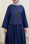 Aksesuar Detaylı Etekli Takım 0053 - LACİVERT