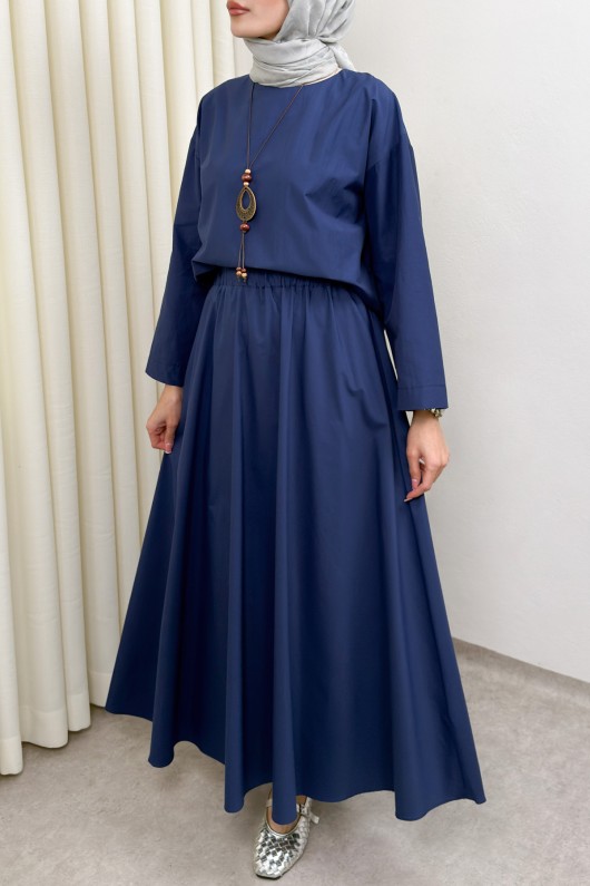 Aksesuar Detaylı Etekli Takım 0053 - LACİVERT