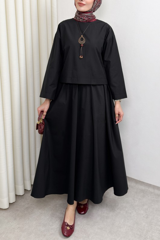 Aksesuar Detaylı Etekli Takım 0053 - SİYAH