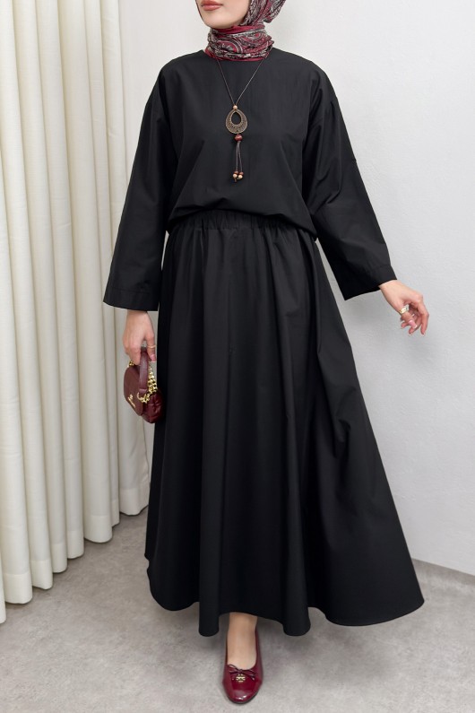 Aksesuar Detaylı Etekli Takım 0053 - SİYAH