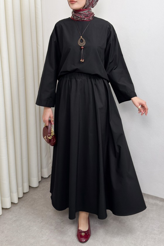 Aksesuar Detaylı Etekli Takım 0053 - SİYAH