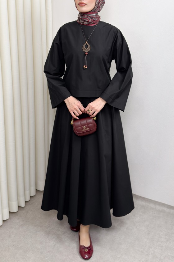 Aksesuar Detaylı Etekli Takım 0053 - SİYAH