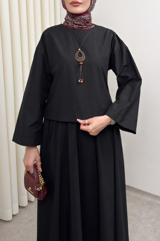 Aksesuar Detaylı Etekli Takım 0053 - SİYAH