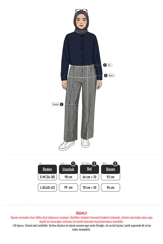 Kaşe Balıksırtı Desenli Pantolon 0055 - KAHVERENGİ