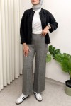 Kaşe Balıksırtı Desenli Pantolon 0055 - GRİ