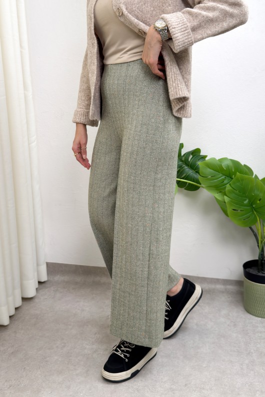 Kaşe Balıksırtı Desenli Pantolon 0055 - AÇIK HAKİ