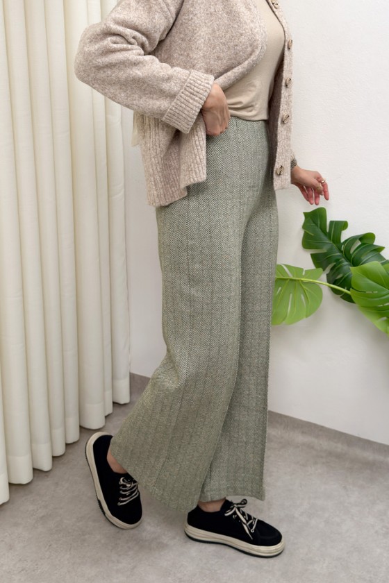 Kaşe Balıksırtı Desenli Pantolon 0055 - AÇIK HAKİ