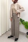Kaşe Balıksırtı Desenli Pantolon 0055 - KAHVERENGİ