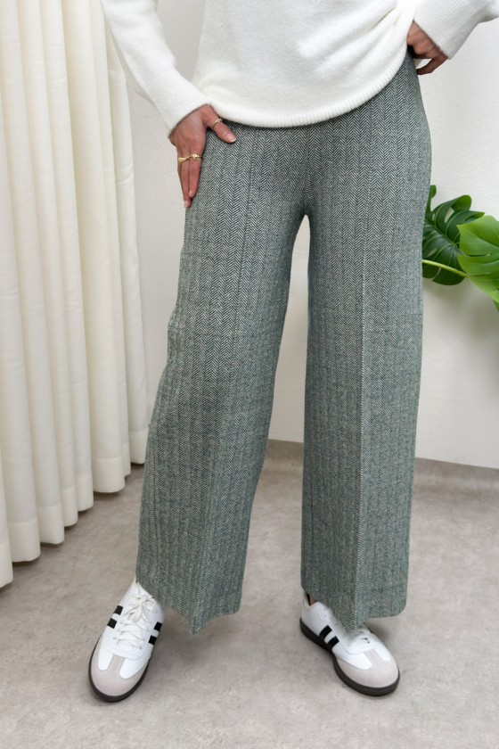 Kaşe Balıksırtı Desenli Pantolon 0055 - YEŞİL