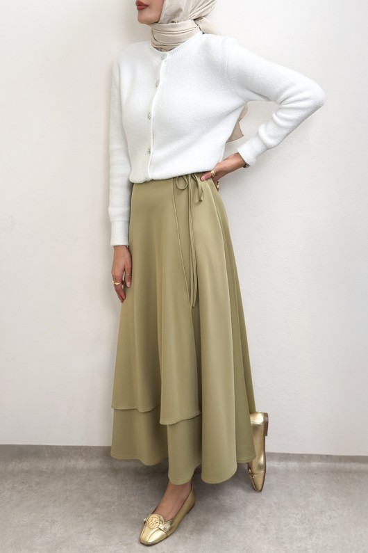 Belden Bağcıklı Scuba Etek 0056 - AÇIK HAKİ