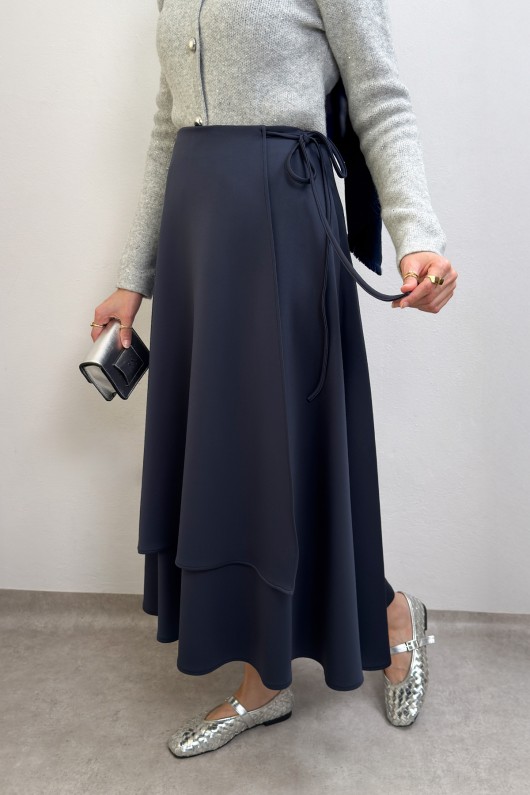 Belden Bağcıklı Scuba Etek 0056 - LACİVERT