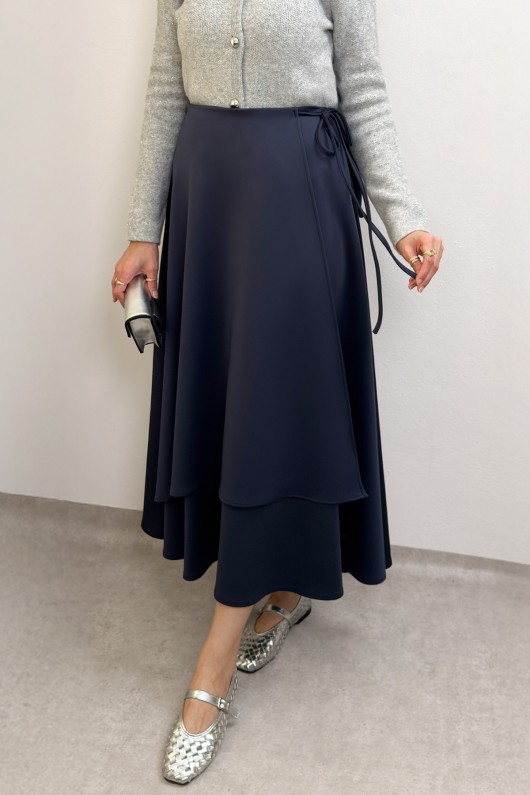 Belden Bağcıklı Scuba Etek 0056 - LACİVERT