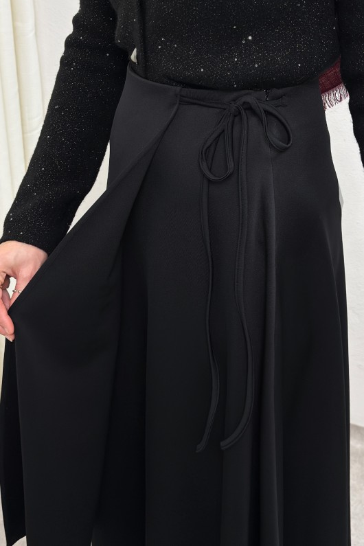 Belden Bağcıklı Scuba Etek 0056 - SİYAH