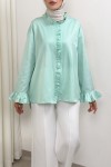 Fırfır Detaylı Oversize Gömlek 0057 - MİNT YEŞİLİ Fırfır Detaylı Oversize Gömlek 0057 - MİNT YEŞİLİ