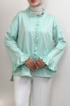Fırfır Detaylı Oversize Gömlek 0057 - MİNT YEŞİLİ Fırfır Detaylı Oversize Gömlek 0057 - MİNT YEŞİLİ