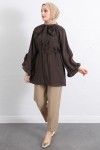 Yaka Bağlamalı Tunik Y0059 - KAHVERENGİ